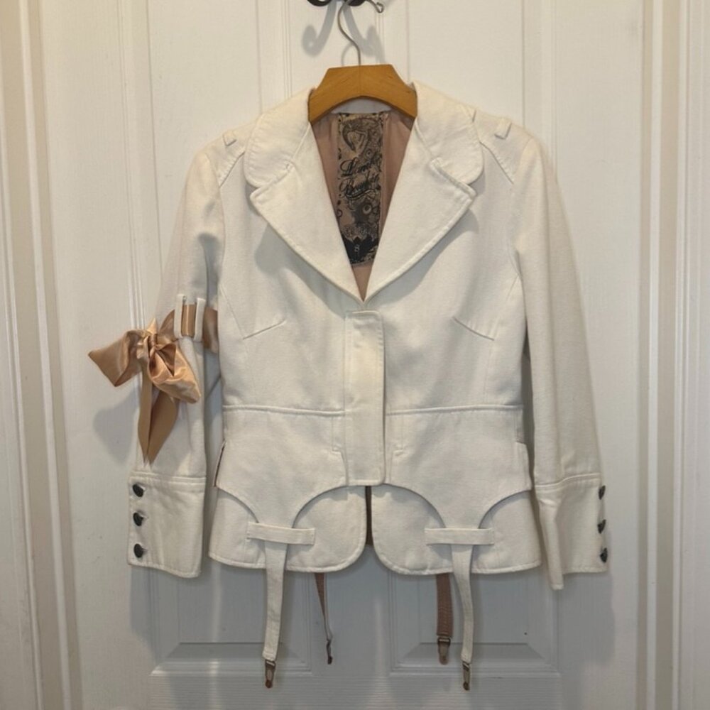 L.A.M.B Boudoir Gwen Stefani Rare Vintage Blazer White w/ garters Size 8